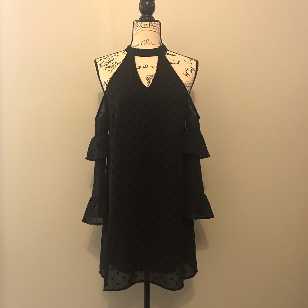 Francesca’s Black Cold Shoulder Dress